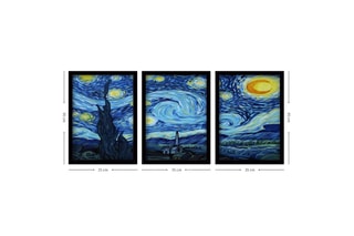 Triptyque "La Nuit étoilée" Vincent Van Gogh - 35 x 45 cm