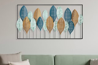 Décoration murale Bilge - 116 x 3 x 60 cm - Bleu et doré