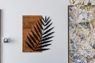 Décoration murale Leaf - Noir et naturel - 50 x 58 cm