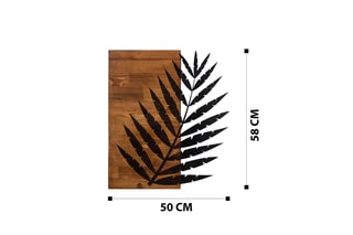 Décoration murale Leaf - Noir et naturel - 50 x 58 cm