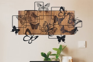 Décoration murale en bois Legendary - 73 x 42,5 cm - Noir et naturel