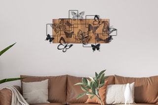 Décoration murale en bois Legendary - 73 x 42,5 cm - Noir et naturel
