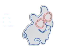 Néon mural Love dog - 37,5 x 41 cm - Bleu et rouge