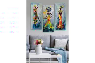 3 peintures décoratives en MDF Rémi - 20 x 50 cm