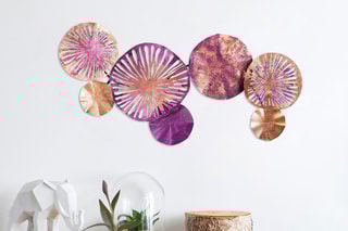 Décoration murale Metal Art - Violet et doré - 74 x 38 cm