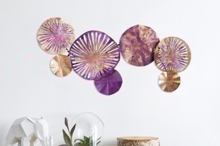 Décoration murale Metal Art - Violet et doré - 74 x 38 cm