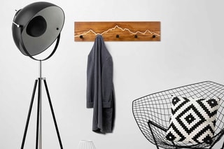 Porte-manteau en bois - Naturel et noir - 60 x 14 x 5 cm