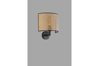 Applique murale en rotin - Noir et naturel - 60 W