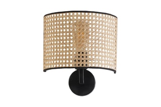 Applique murale en rotin - Noir et naturel - 60 W