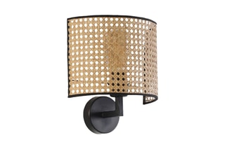 Applique murale en rotin - Noir et naturel - 60 W