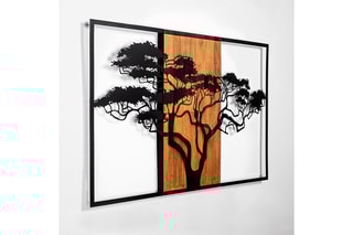 Décoration murale Acacacia - 90 x 58 cm - Naturel et noir