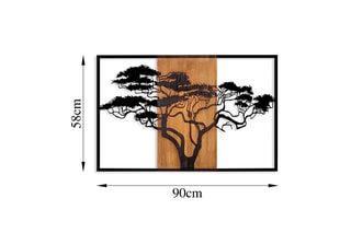 Décoration murale Acacacia - 90 x 58 cm - Naturel et noir