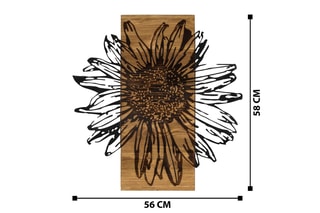 Décoration murale en bois Daisy - 56 x 58 x 0,12 cm - Noir et naturel