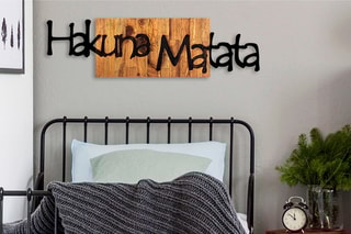 Décoration murale - 108 x 30 cm - Naturel et noir