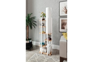 Lampadaire Vogue ERH - Blanc et naturel - 60 W