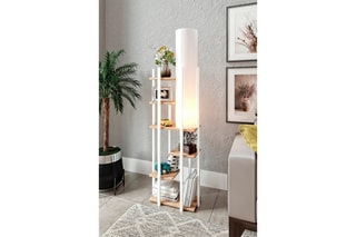 Lampadaire Vogue ERH - Blanc et naturel - 60 W