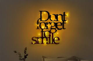 Décoration murale LED Don't Forget To Smile - Noir - 67 x 70 cm