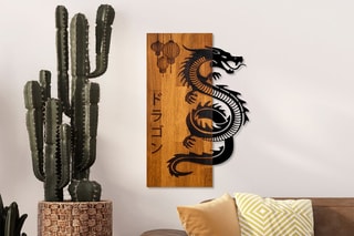 Décoration murale Dragon - Naturel et noir - 40 x 58 x 3 cm