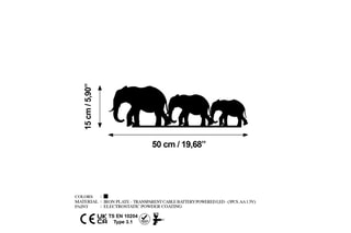 Décoration murale LED Elephant - Noir - 15 W - 15 x 50 cm
