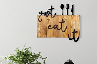 Décoration murale en bois - 58 x 52 cm - Naturel et noir