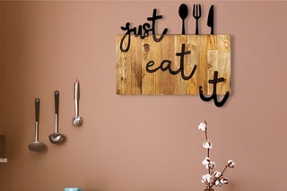 Décoration murale en bois - 58 x 52 cm - Naturel et noir