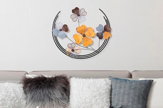 Décoration murale Haiyang 2 - Marron et jaune - 70 x 62 x 4 cm