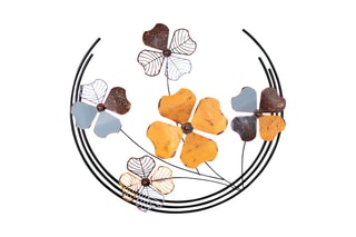 Décoration murale Haiyang 2 - Marron et jaune - 70 x 62 x 4 cm