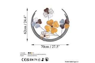 Décoration murale Haiyang 2 - Marron et jaune - 70 x 62 x 4 cm