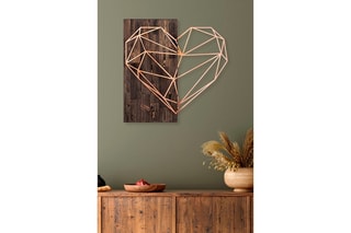 Décoration murale Heart - 58 x 58 cm - Naturel et corail