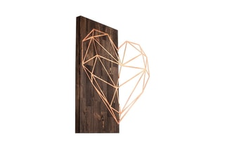 Décoration murale Heart - 58 x 58 cm - Naturel et corail