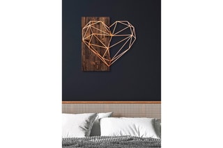 Décoration murale Heart - 58 x 58 cm - Naturel et corail