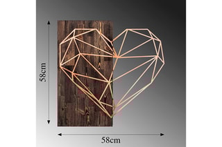 Décoration murale Heart - 58 x 58 cm - Naturel et corail
