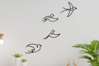 Décoration murale 4 oiseaux - Noir - 30 x 16,5 cm - 29 x 16,5 cm - 29 x 14,5 cm -29 x 26 cm