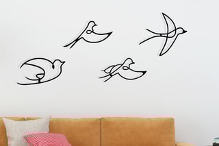 Décoration murale 4 oiseaux - Noir - 30 x 16,5 cm - 29 x 16,5 cm - 29 x 14,5 cm -29 x 26 cm