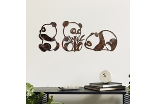 3 décorations murales Rusty Panda - Marron - 18 x 26 / 20 x 27 / 28 x 18 cm