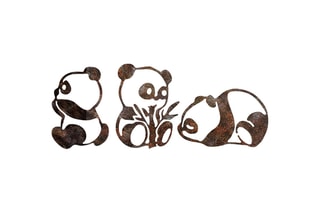 3 décorations murales Rusty Panda - Marron - 18 x 26 / 20 x 27 / 28 x 18 cm