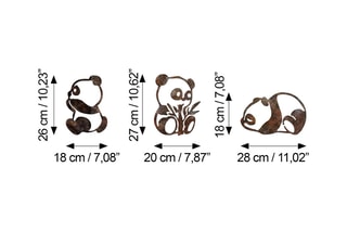 3 décorations murales Rusty Panda - Marron - 18 x 26 / 20 x 27 / 28 x 18 cm