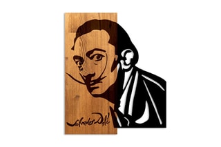 Décoration murale en bois Salvador Dali - Naturel et noir - 48 x 58 x 3 cm