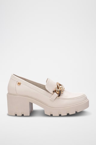 Mocassins à talons - Ecru