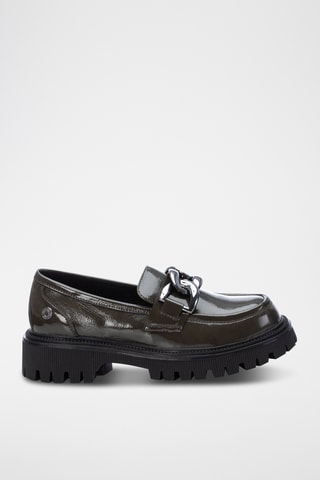 Mocassins plateformes vernis - Kaki