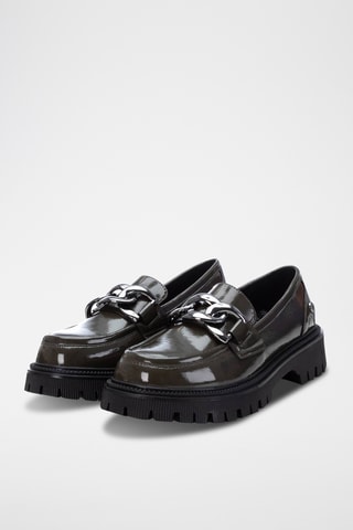 Mocassins plateformes vernis - Kaki