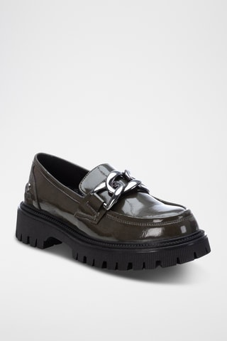 Mocassins plateformes vernis - Kaki