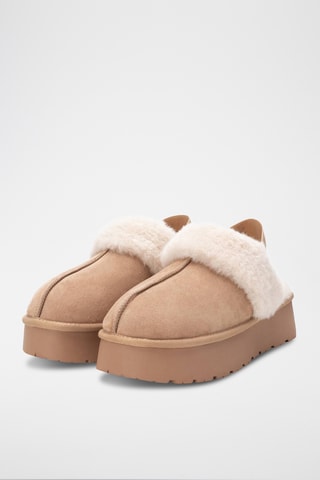 Sabots fourrés plateformes - Beige