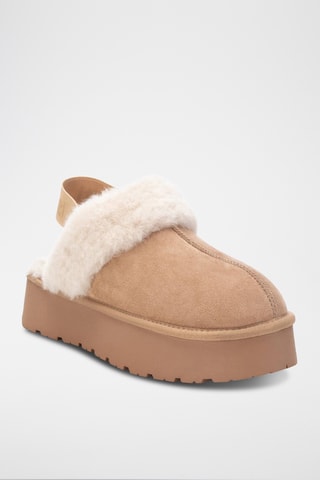 Sabots fourrés plateformes - Beige