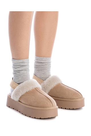 Sabots fourrés plateformes - Beige