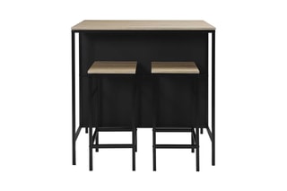 Table ilot et 2 tabourets Loka - Marron et noir