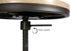 Table mange debout et 2 tabourets en bois - 
Beige et noir