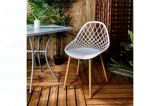 4 cadeiras de exterior Malaga Branco e castanho