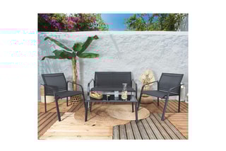 Conjunto de jardim Naxos - 4 lugares Mesa de centro - 2 cadeiras - Sofá