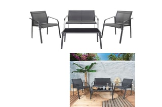 Conjunto de jardim Naxos - 4 lugares Mesa de centro - 2 cadeiras - Sofá